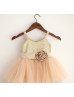 Gold Sequin Champagne Tulle Tutu Flower Girl Dress